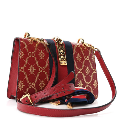 Gucci Textured Calfskin Printed Small Sylvie Shoulder Bag Red 3 of 11
