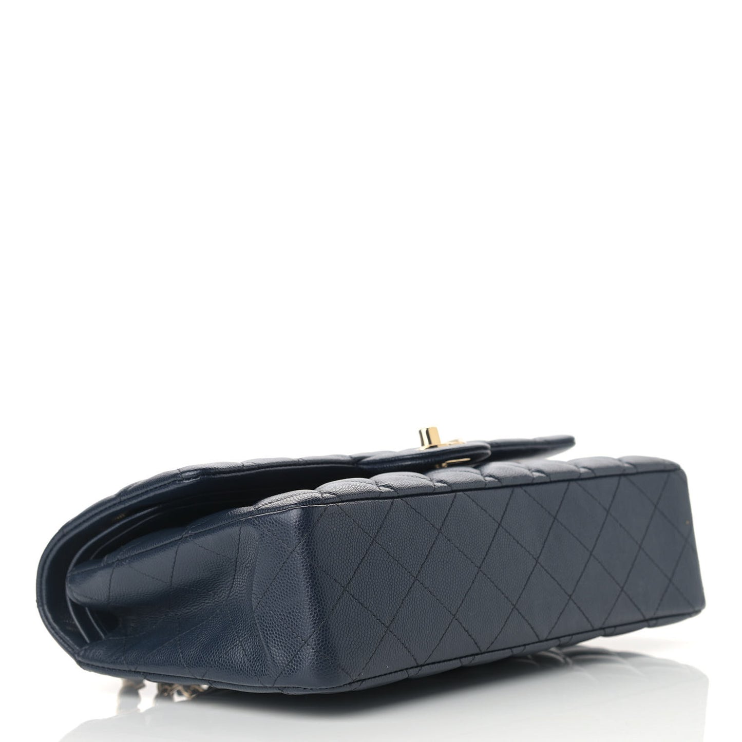 Caviar Quilted Medium Double Flap Navy