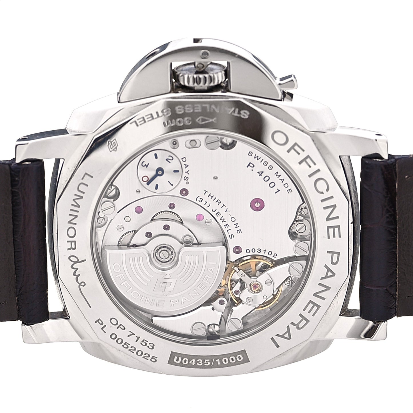 Stainless Steel Alligator 45mm Luminor Due 3 Day Power Reserve Automatic Watch Black PAM00943