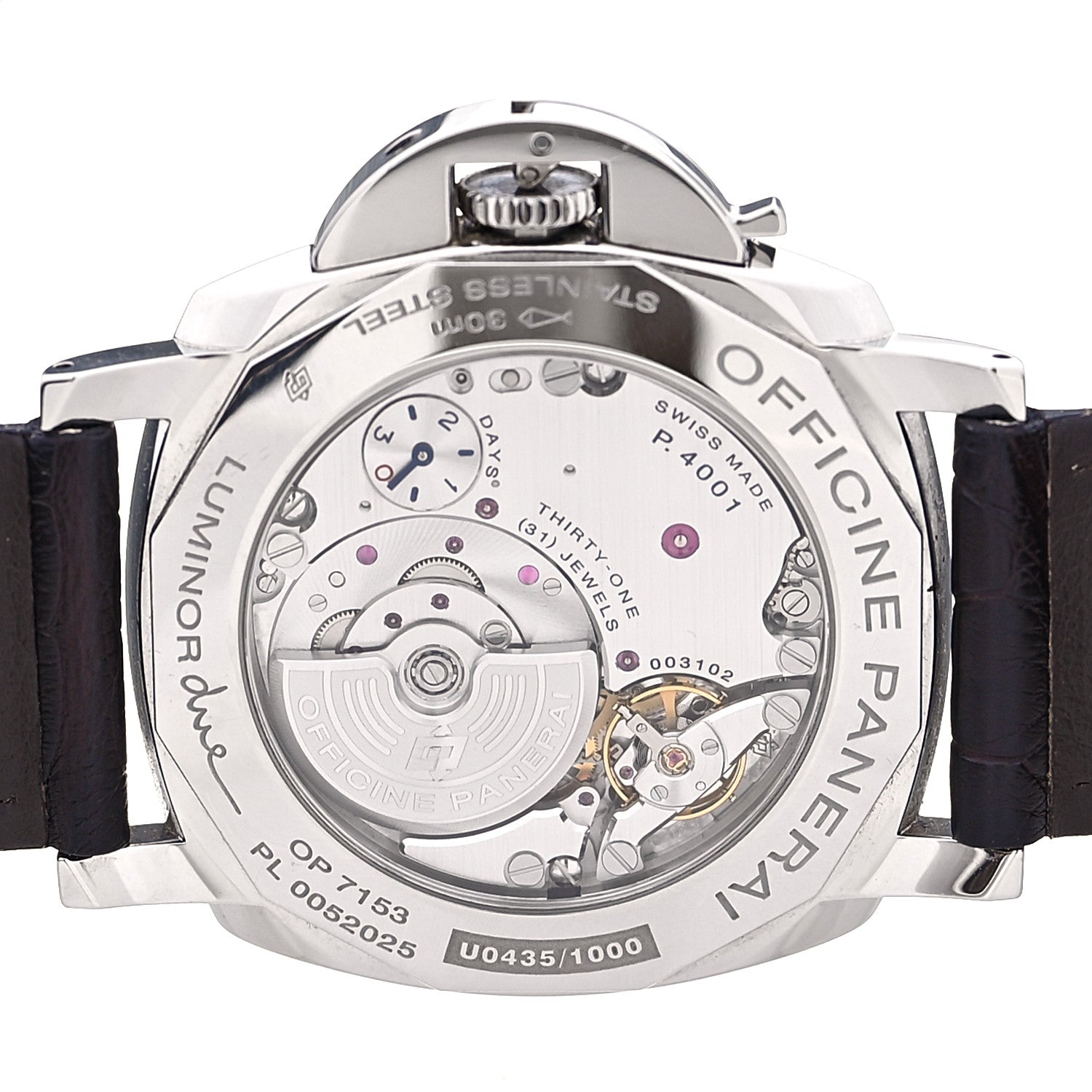 Panerai Stainless Steel Alligator 45mm Luminor Due 3 Day Power Reserve Automatic Watch Black PAM00943 3 of 5