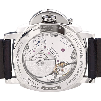 Panerai Stainless Steel Alligator 45mm Luminor Due 3 Day Power Reserve Automatic Watch Black PAM00943 3 of 5