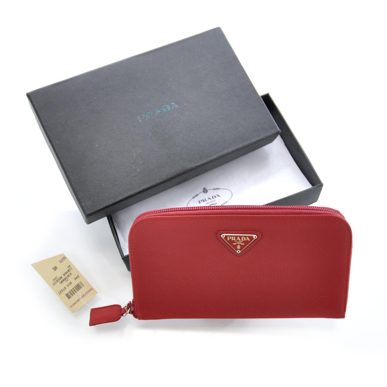 Prada Tessuto Nylon Zip Around Wallet Red 6 of 9