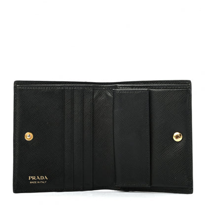 Prada Saffiano Greche Bi-Fold Wallet Black Rosso 5 of 7