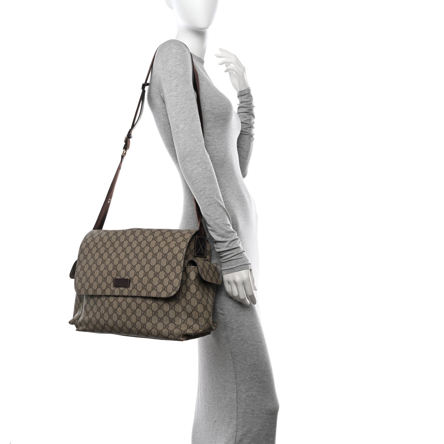 Gucci GG Plus Monogram Messenger Diaper Bag Dark Brown 2 of 26