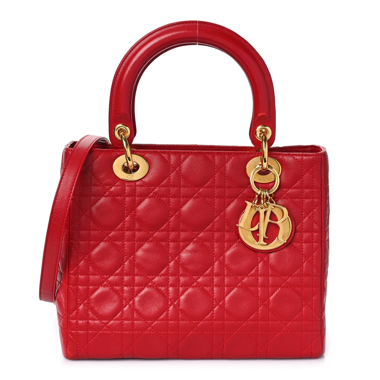 Lambskin Cannage Medium Lady Dior Red