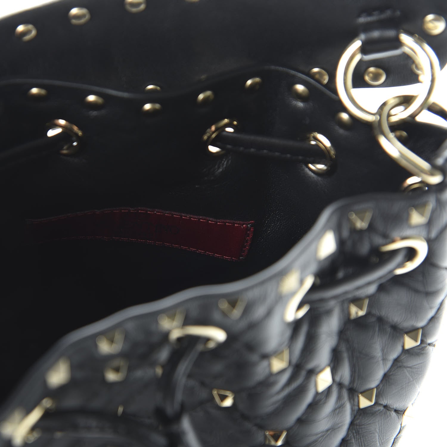 Valentino Garavani Nappa Mini Rockstud Spike Bucket Bag Black 7 of 8
