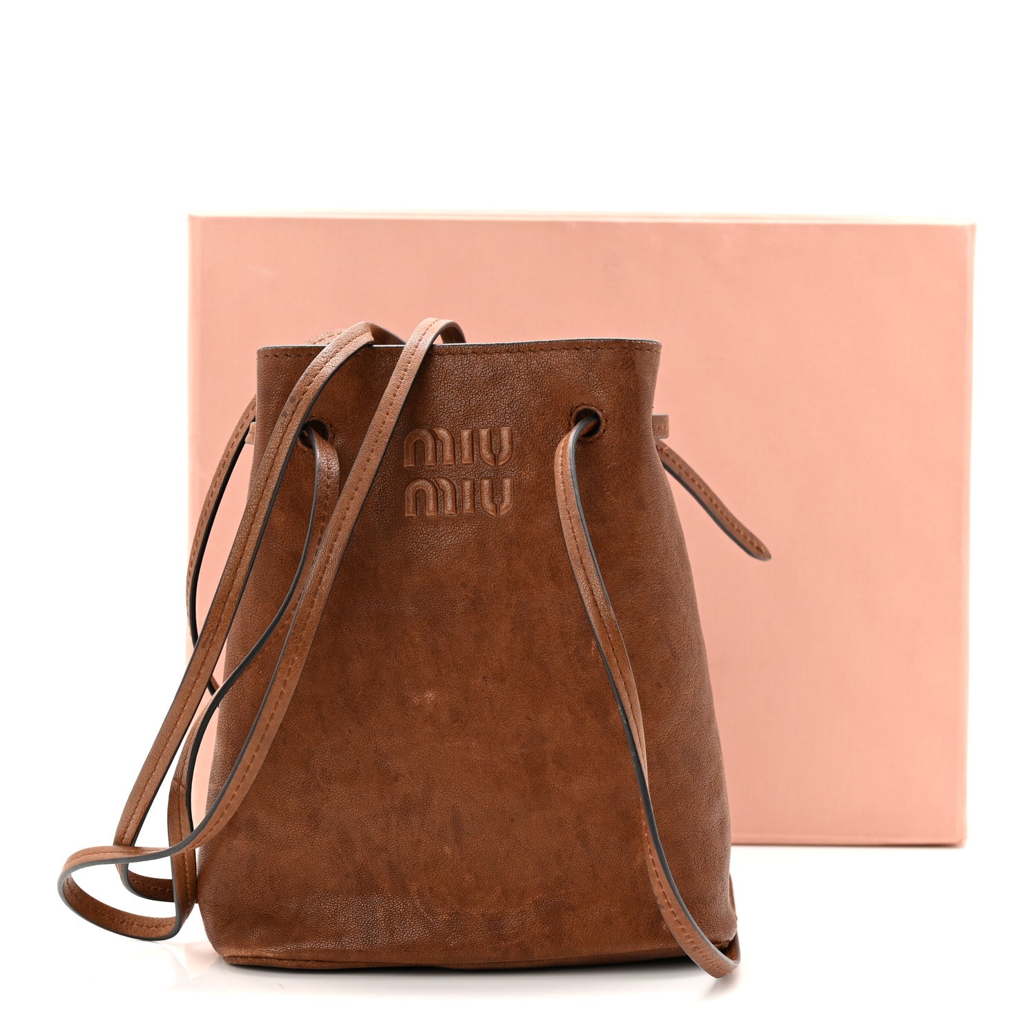 Miu Miu Distressed Nappa Pouch Oak 10 of 10