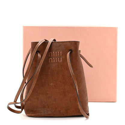 Miu Miu Distressed Nappa Pouch Oak 10 of 10
