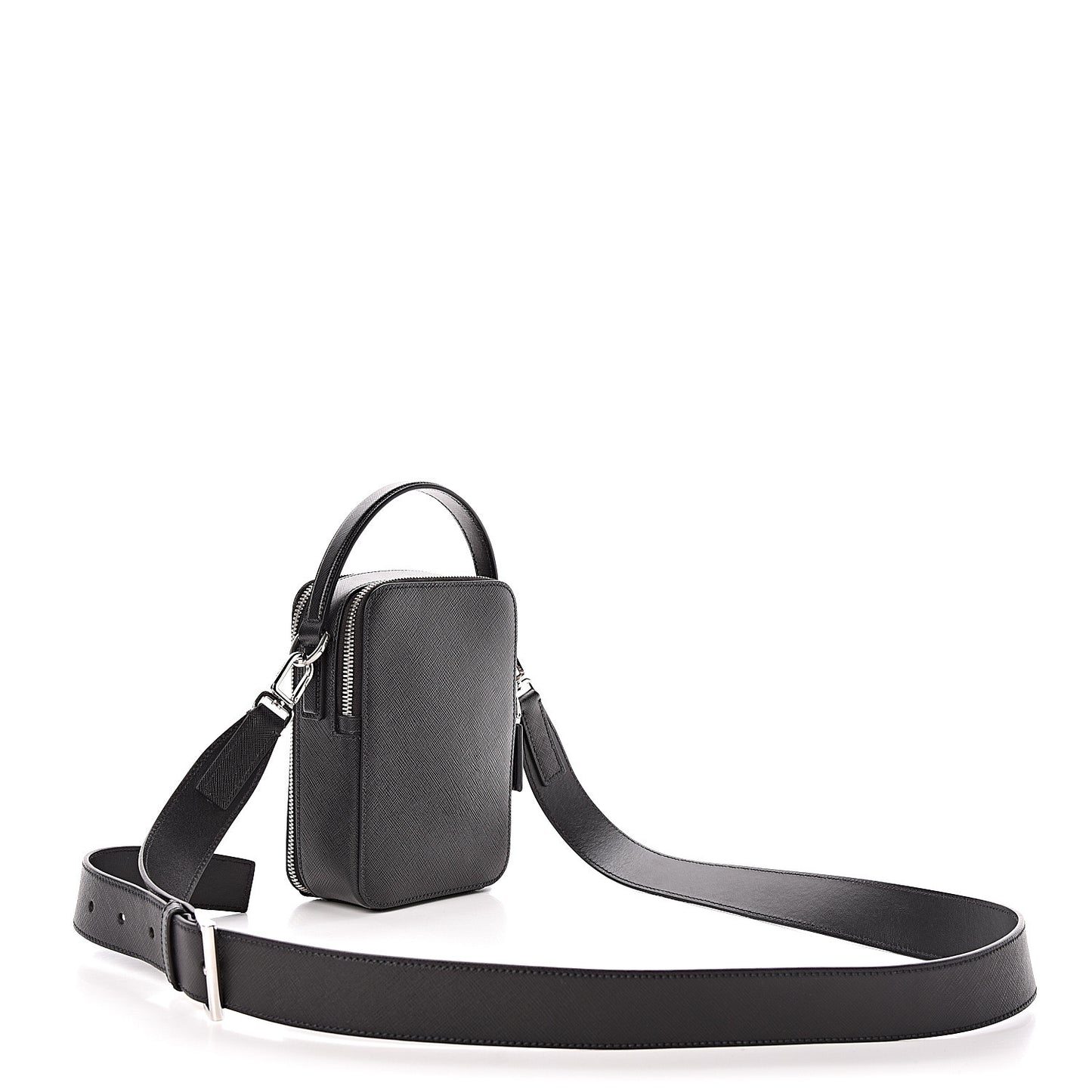 Saffiano Travel Brique Crossbody Messenger Bag Black