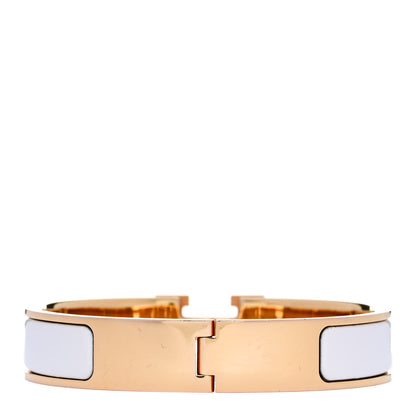 Hermes Enamel Narrow Clic Clac H Bracelet GM White 3 of 4