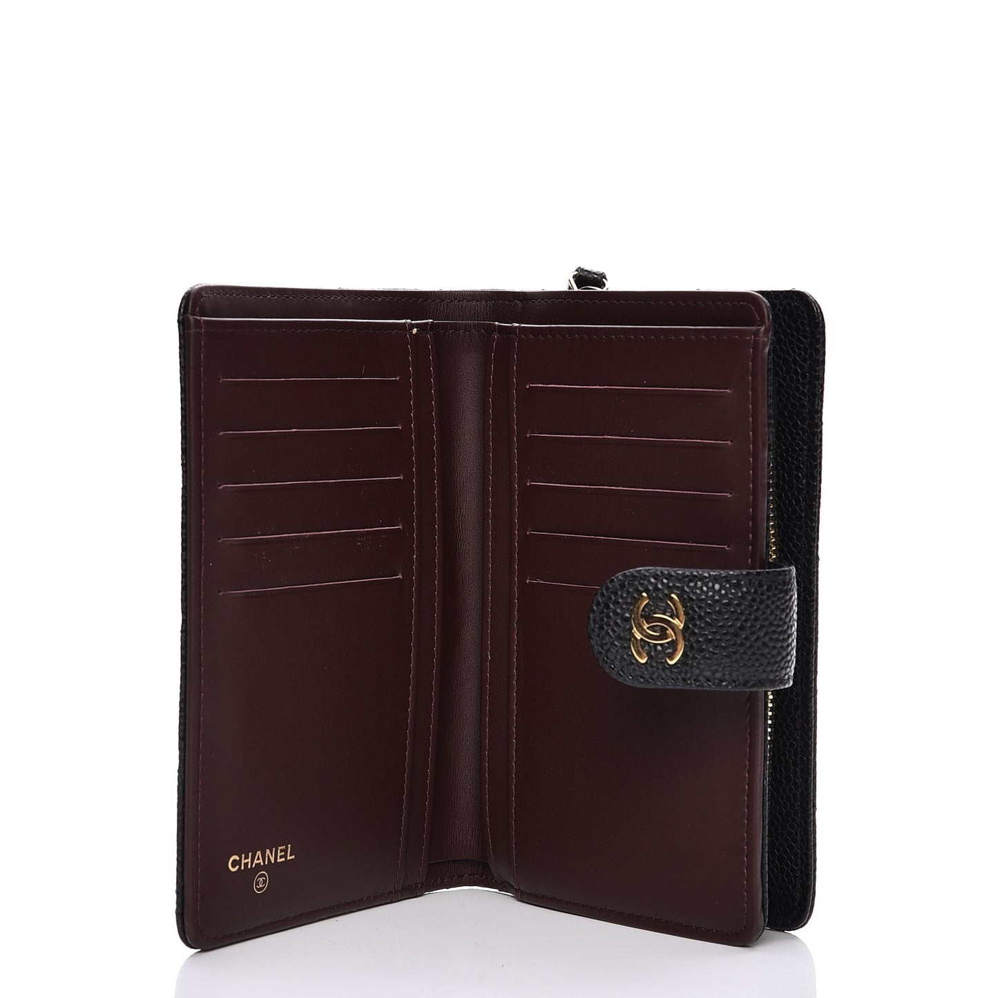 Caviar Quilted Zipped Pocket Wallet Black