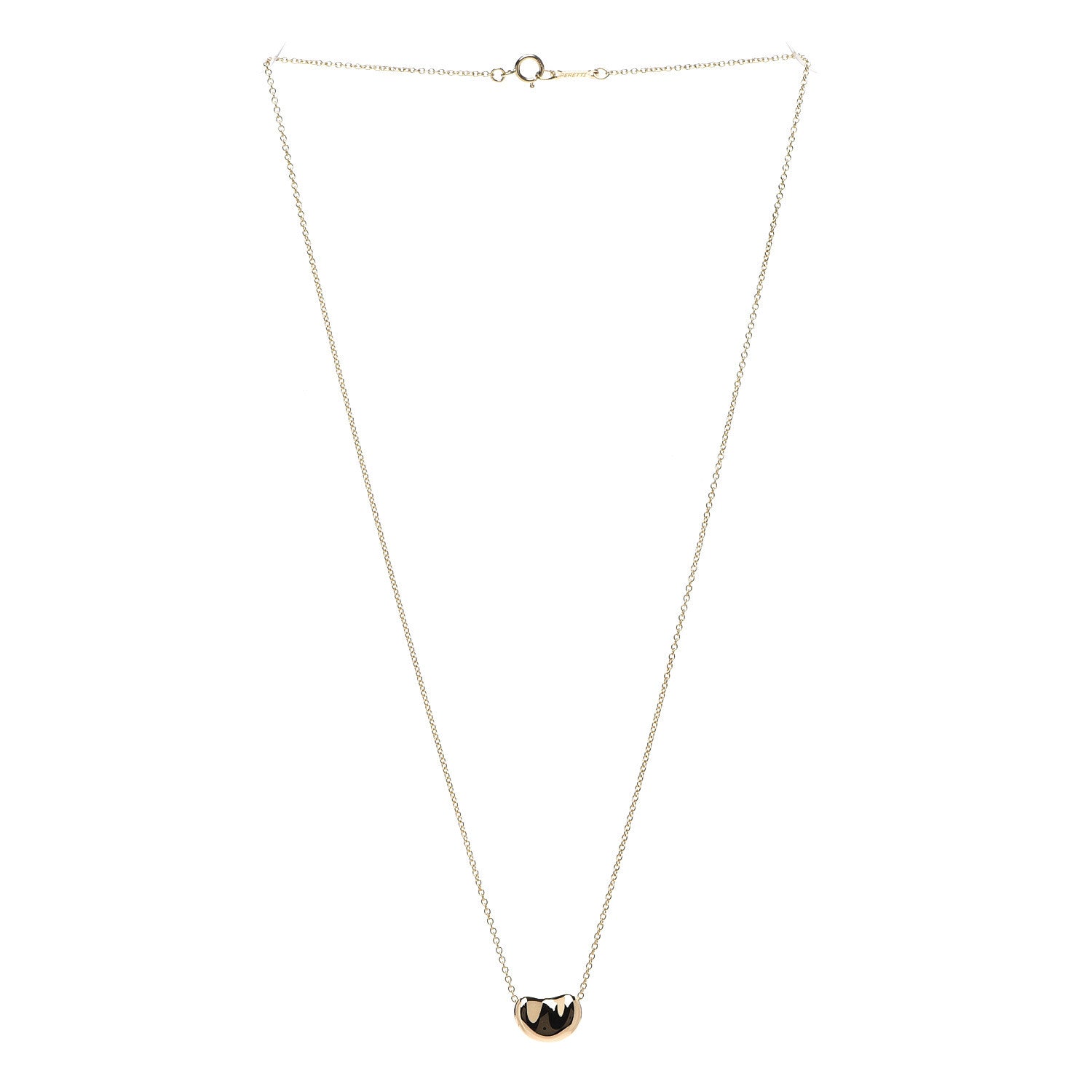 Tiffany 18K Yellow Gold 11mm Elsa Peretti Bean Pendant Necklace 2 of 6