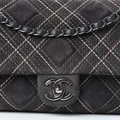Chanel Suede Stitched Jumbo Saltire Single Flap Grey 12 of 12