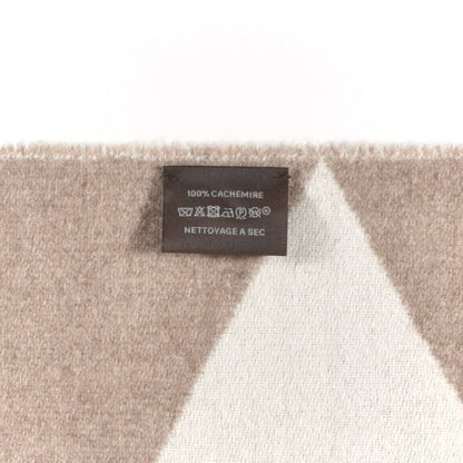 Hermes Cashmere Casaque Zig Zag Muffler Etoupe Ivory 4 of 4
