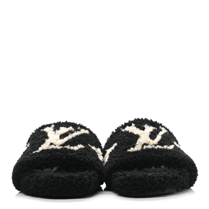 Louis Vuitton Shearling Bom Dia Flat Mules 41 Black 2 of 8