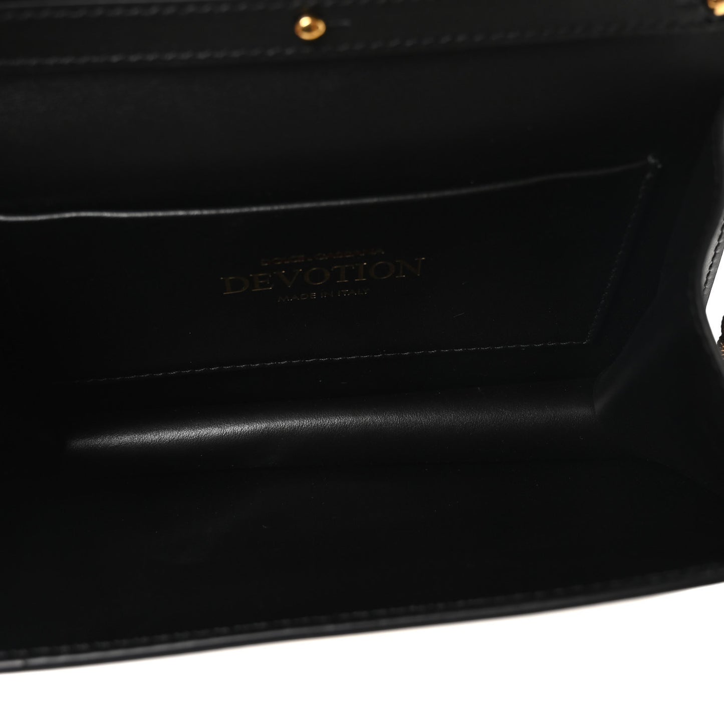 Smooth Calfskin Small Devotion Envelope Top Handle Bag Black
