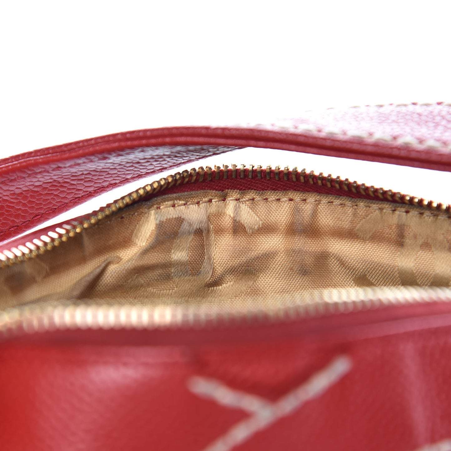 Caviar CC Stitched Shoulder Bag Red