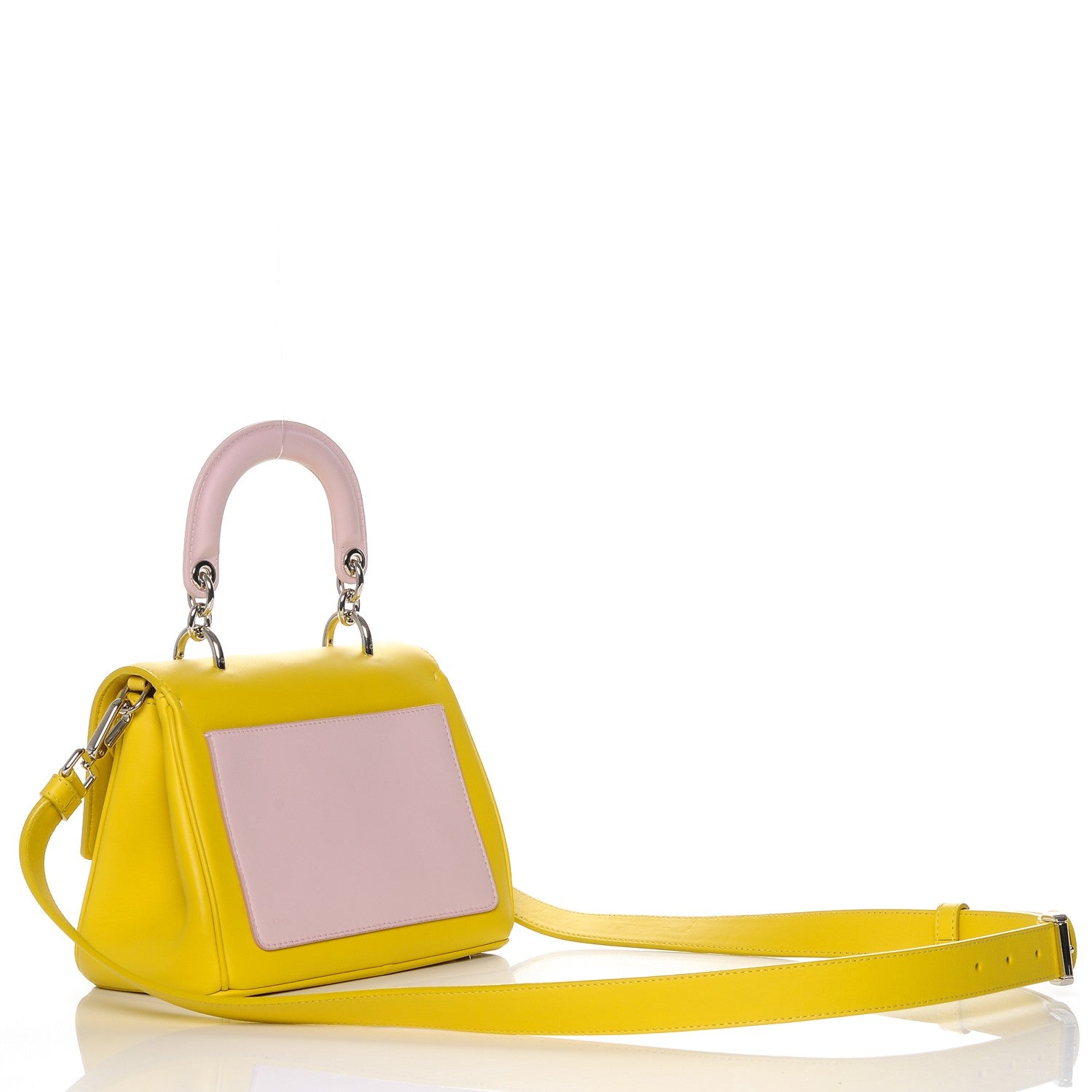 Christian Dior Smooth Calfskin Bi-Color Mini Be Dior Flap Bright Yellow Rose Dragee 3 of 6