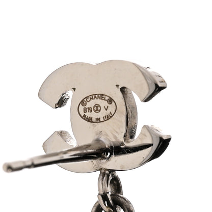 Chanel Crystal Pearl CC Drop Earrings Silver Pearly White 4 of 4