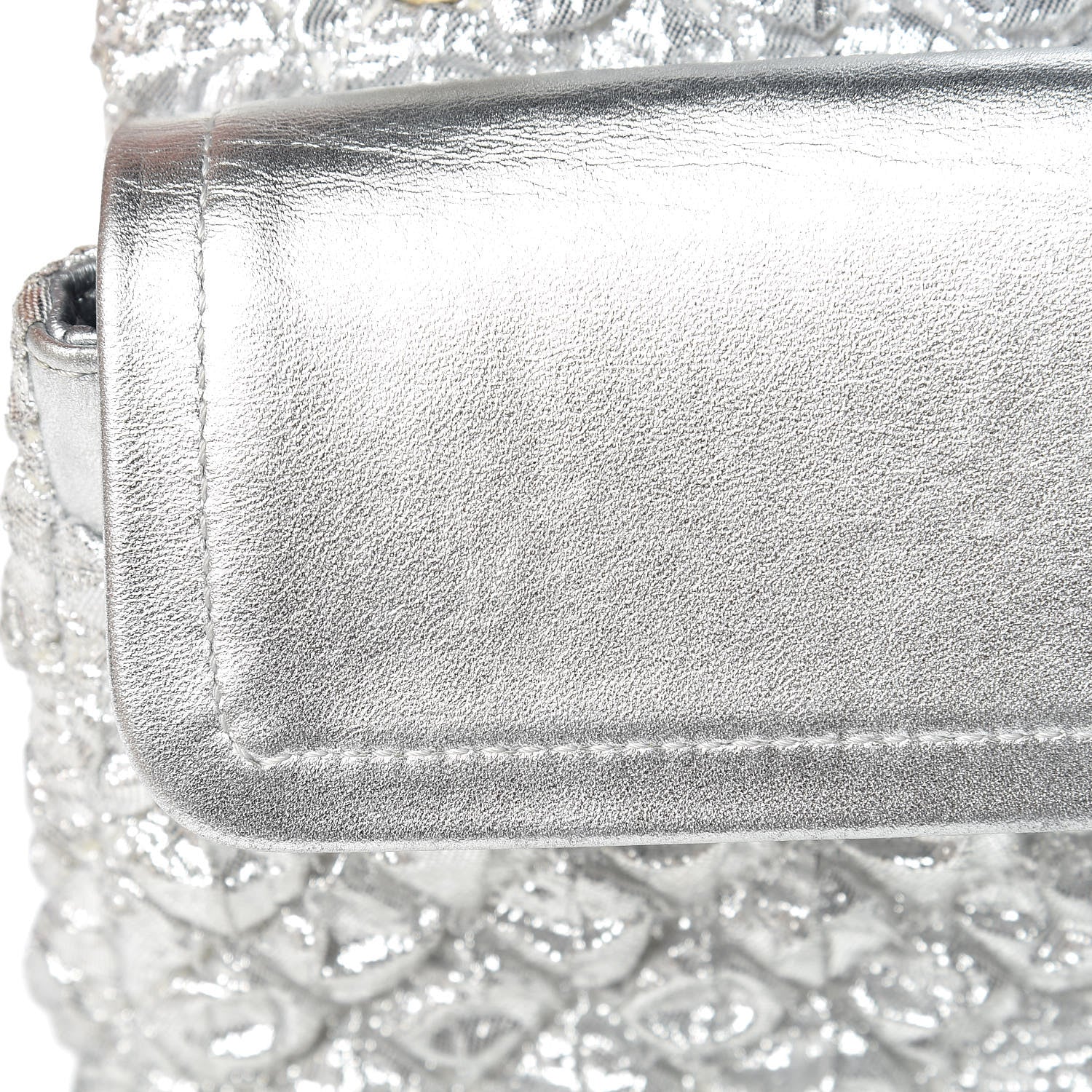 Chanel Metallic Lame Quilted Small Double Flap Silver 12 of 15