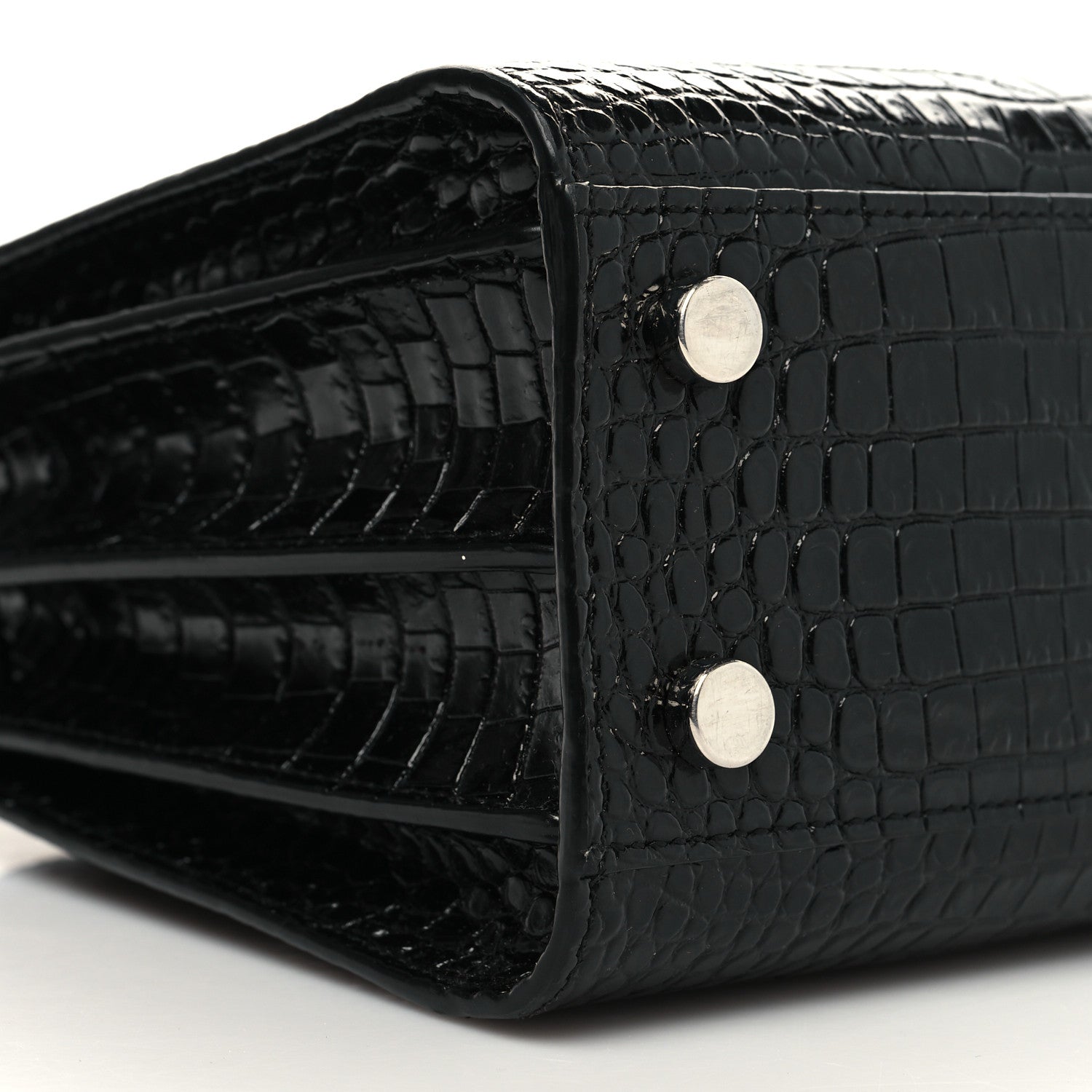 Saint Laurent Calfskin Crocodile Embossed Nano Sac De Jour Black 9 of 11