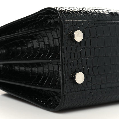 Saint Laurent Calfskin Crocodile Embossed Nano Sac De Jour Black 9 of 11