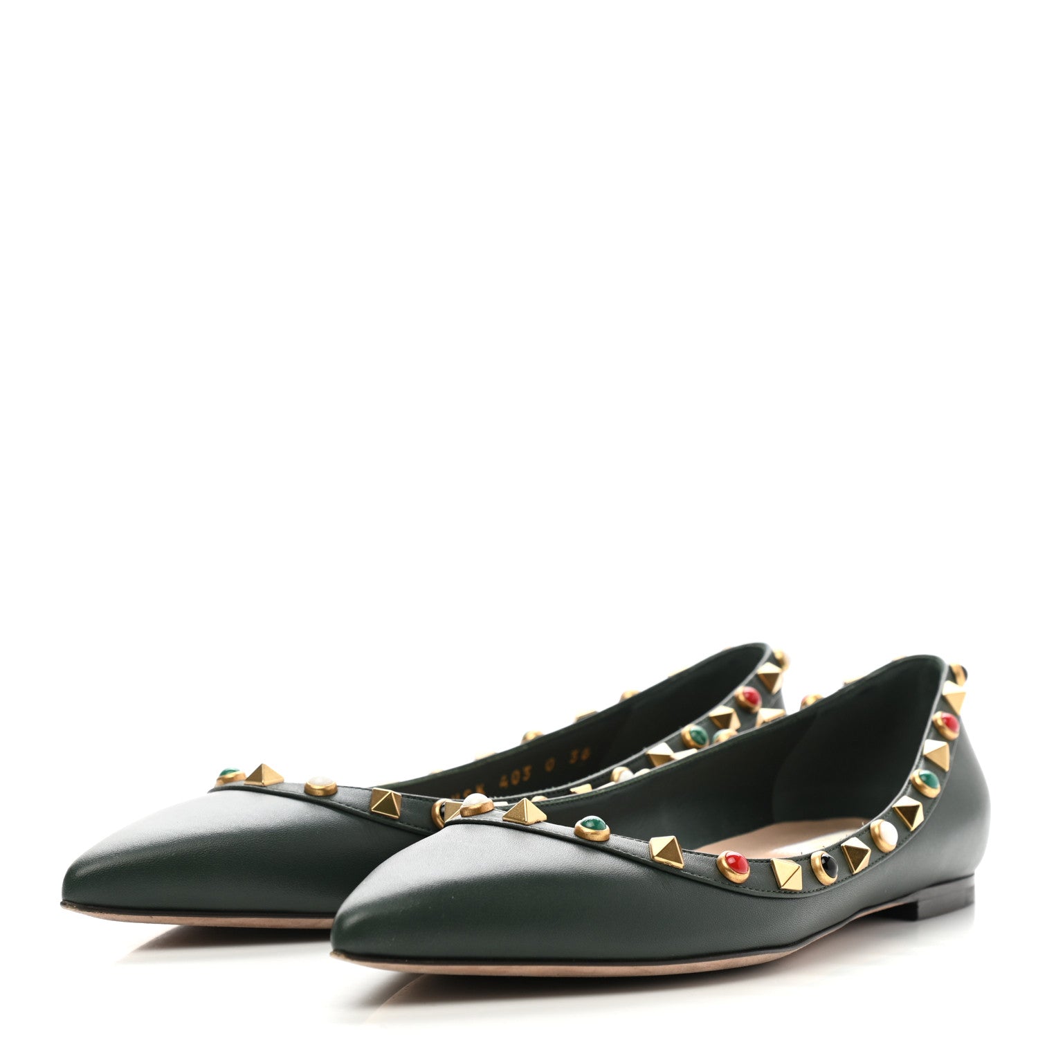 Valentino Garavani Nappa Rockstud Rolling Ballerina Flats 36 Black 3 of 10
