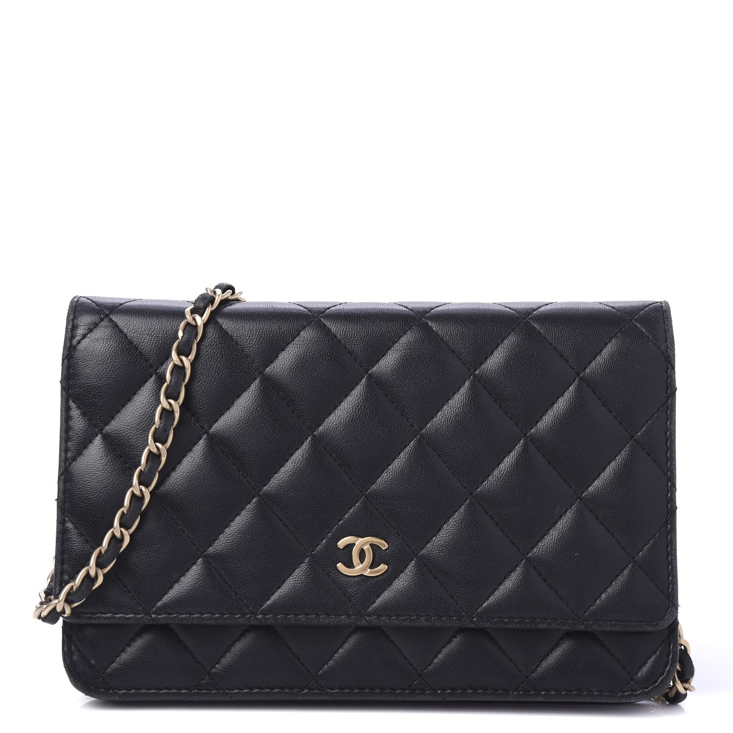 Chanel Lambskin Quilted Wallet On Chain WOC Black 1 of 10