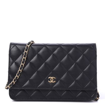 Chanel Lambskin Quilted Wallet On Chain WOC Black 1 of 10