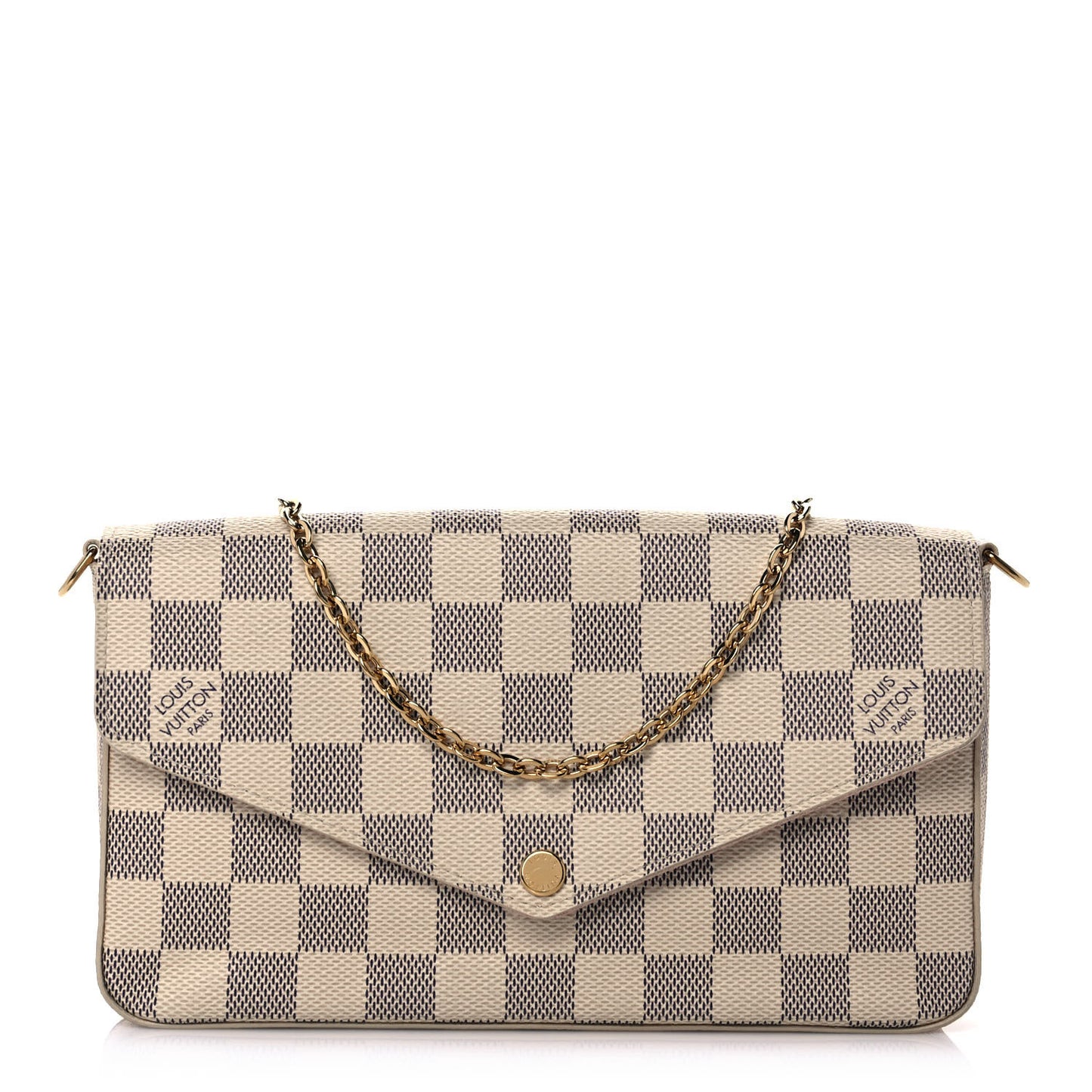 Damier Azur Pochette Felicie Chain Wallet Rose Ballerine