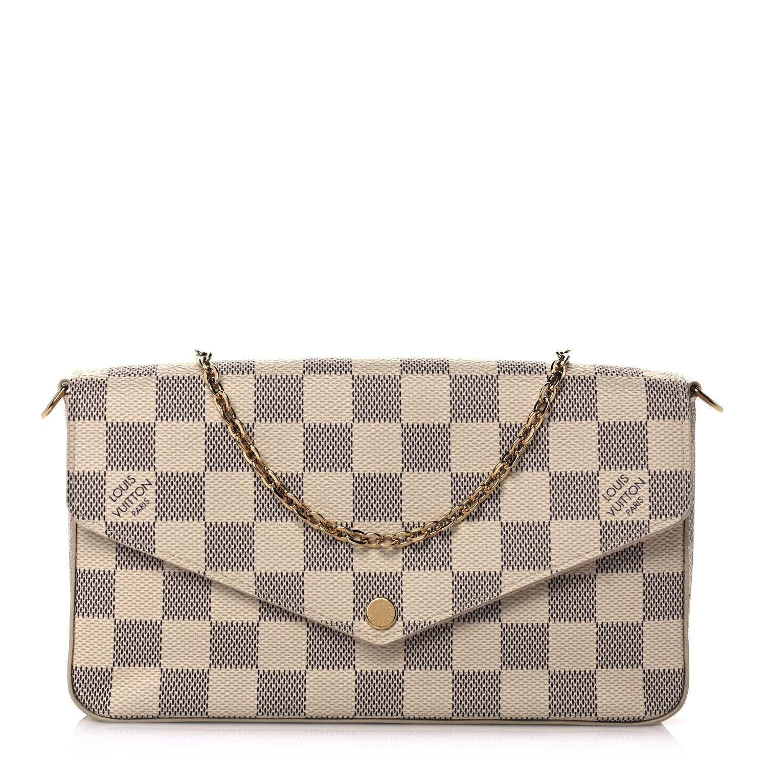 Louis Vuitton Damier Azur Pochette Felicie Chain Wallet Rose Ballerine 1 of 10