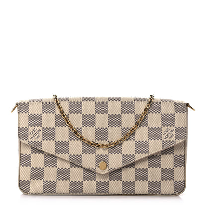 Louis Vuitton Damier Azur Pochette Felicie Chain Wallet Rose Ballerine 1 of 10