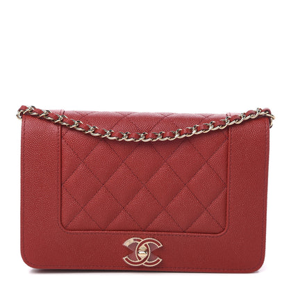 Chanel Caviar Quilted Vintage Mademoiselle Wallet On Chain WOC Red 1 of 12
