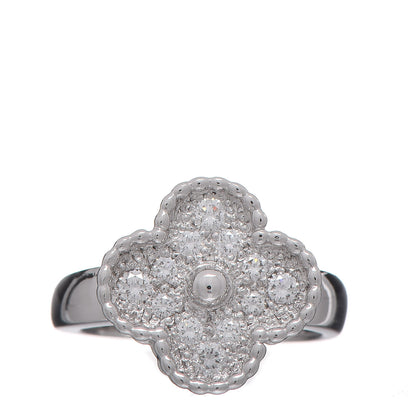 Van Cleef & Arpels 18K White Gold Diamond Vintage Alhambra Ring 48 4.5 1 of 6