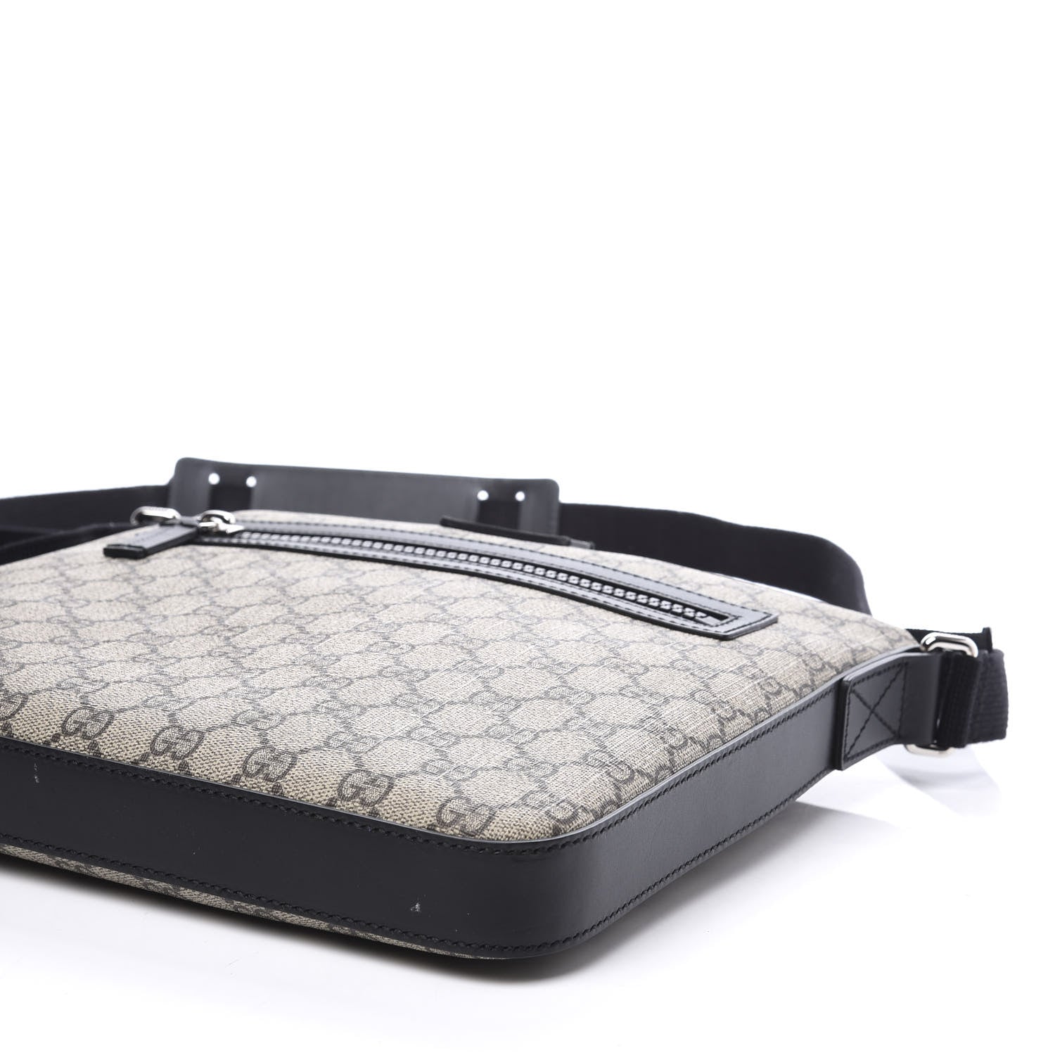 Gucci GG Supreme Monogram Flat Messenger Bag Black 6 of 10