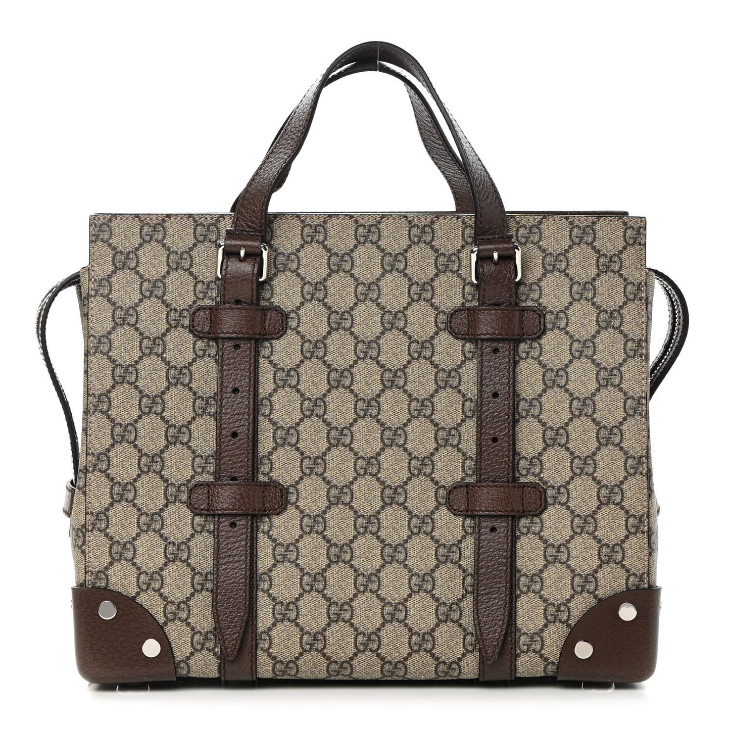 GG Supreme Monogram Textured Dollar Calfskin Small Detail Tote Beige Ebony New Acero