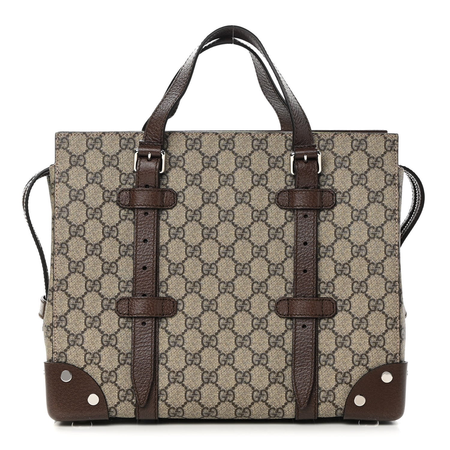 Gucci GG Supreme Monogram Textured Dollar Calfskin Small Detail Tote Beige Ebony New Acero 1 of 16