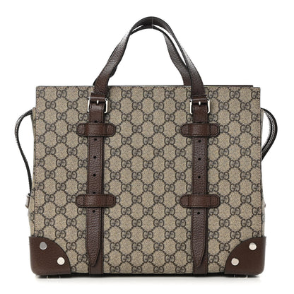 Gucci GG Supreme Monogram Textured Dollar Calfskin Small Detail Tote Beige Ebony New Acero 1 of 16