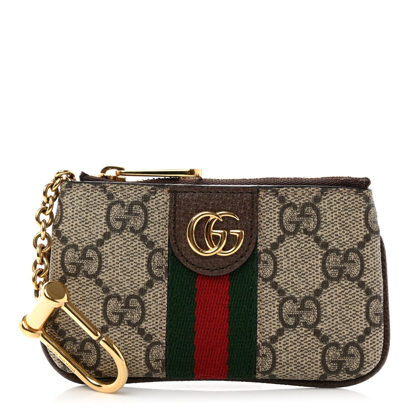 GG Supreme Monogram Web Ophidia Key Case Beige New Acero