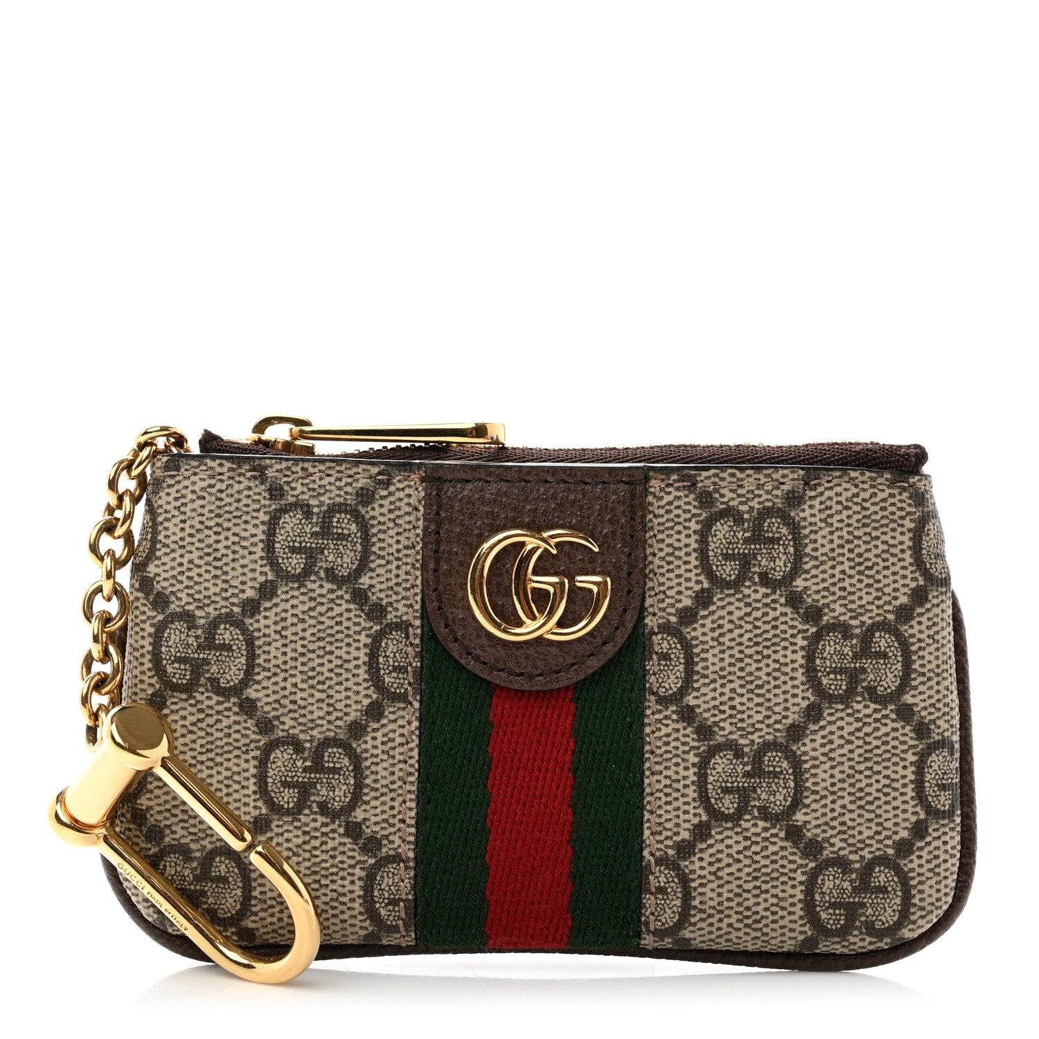 Gucci GG Supreme Monogram Web Ophidia Key Case Beige New Acero 1 of 7