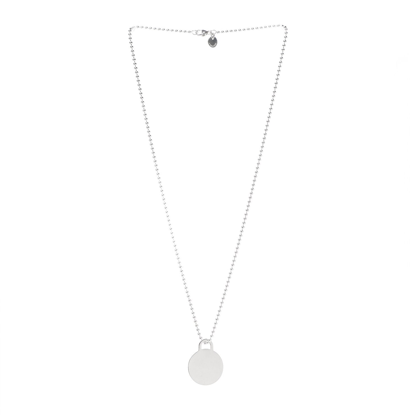 Sterling Silver Round Tag Pendant Necklace