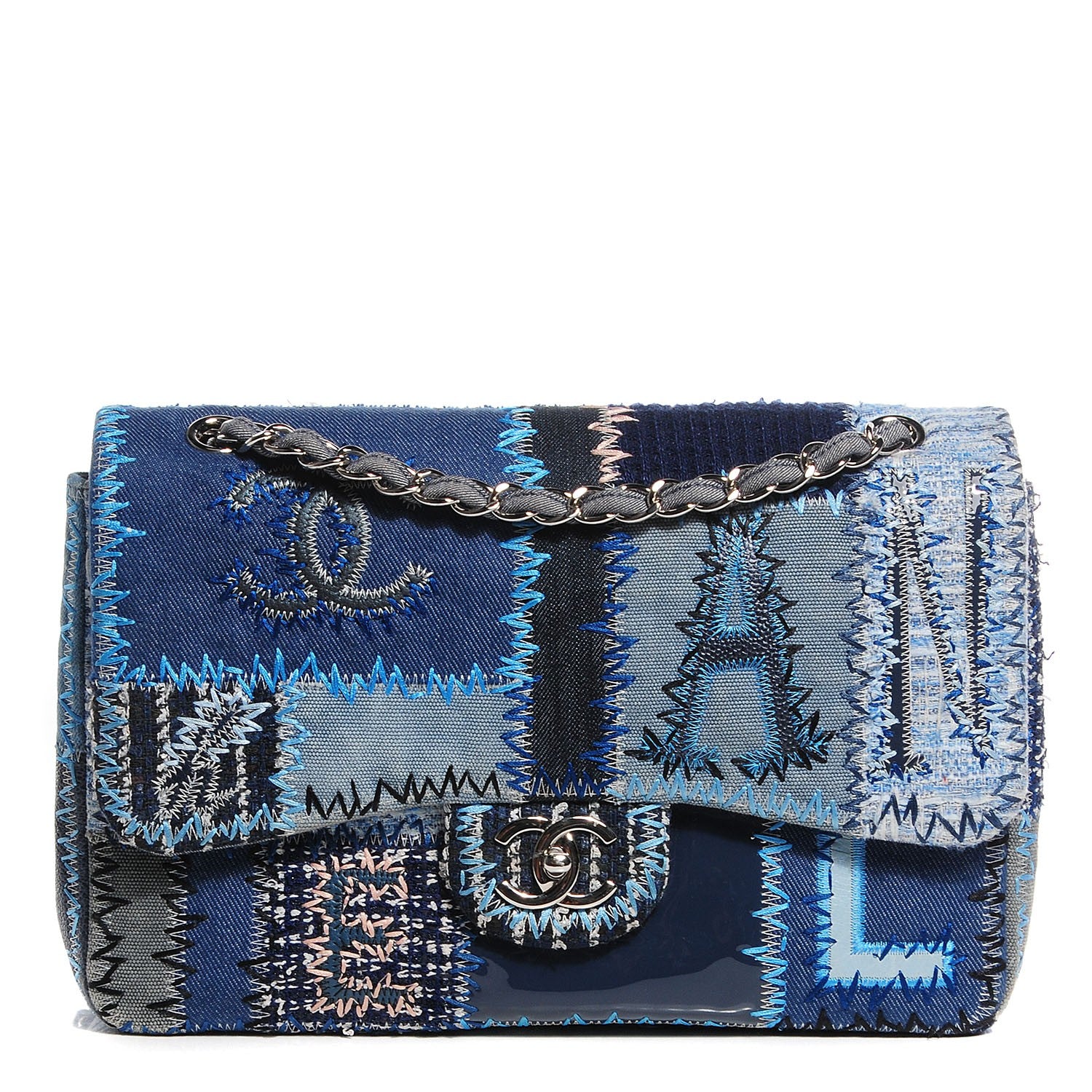 Chanel Patchwork Jumbo Single Flap Blue 1 of 8