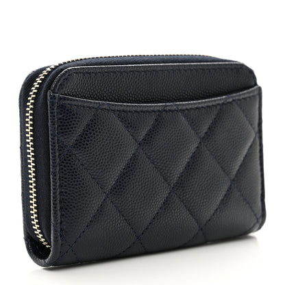 Chanel Caviar Enamel Coco Casino Quilted Zip Coin Purse Navy Blue 4 of 9
