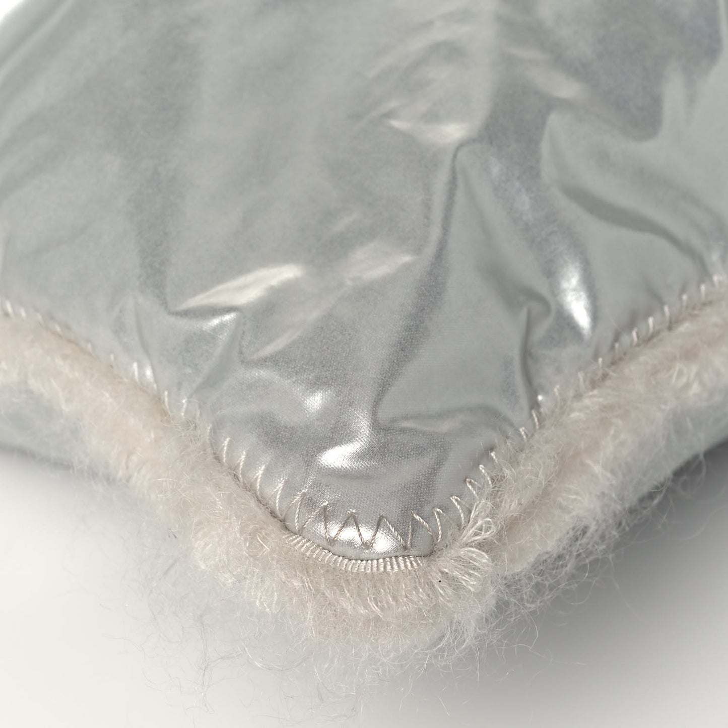 Vinyl Mohair Trimmed CC Bonbons Tote Silver