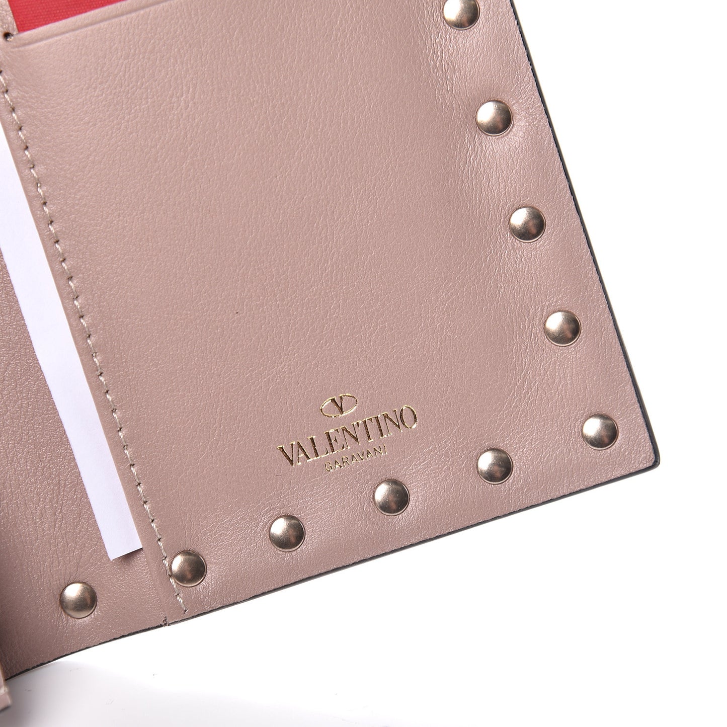 Calfskin Rockstud Wristlet Wallet Poudre