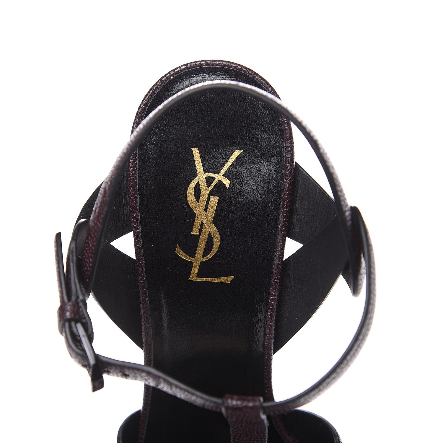Saint Laurent Textured Calfskin Tribute 105 Platform Sandals 40 Cigar Burgundy 7 of 9