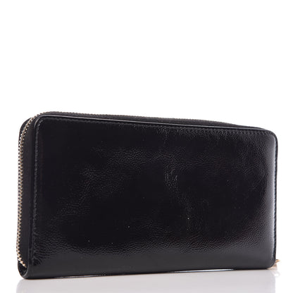 Saint Laurent Patent Y Mail Zip Around Wallet Black 3 of 11