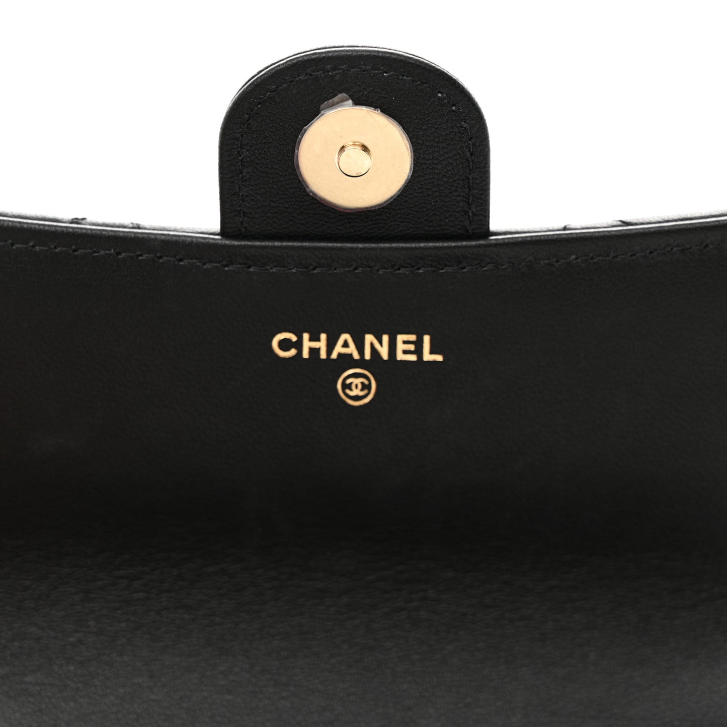 Lambskin Quilted Flap Phone Holder With Chain Black