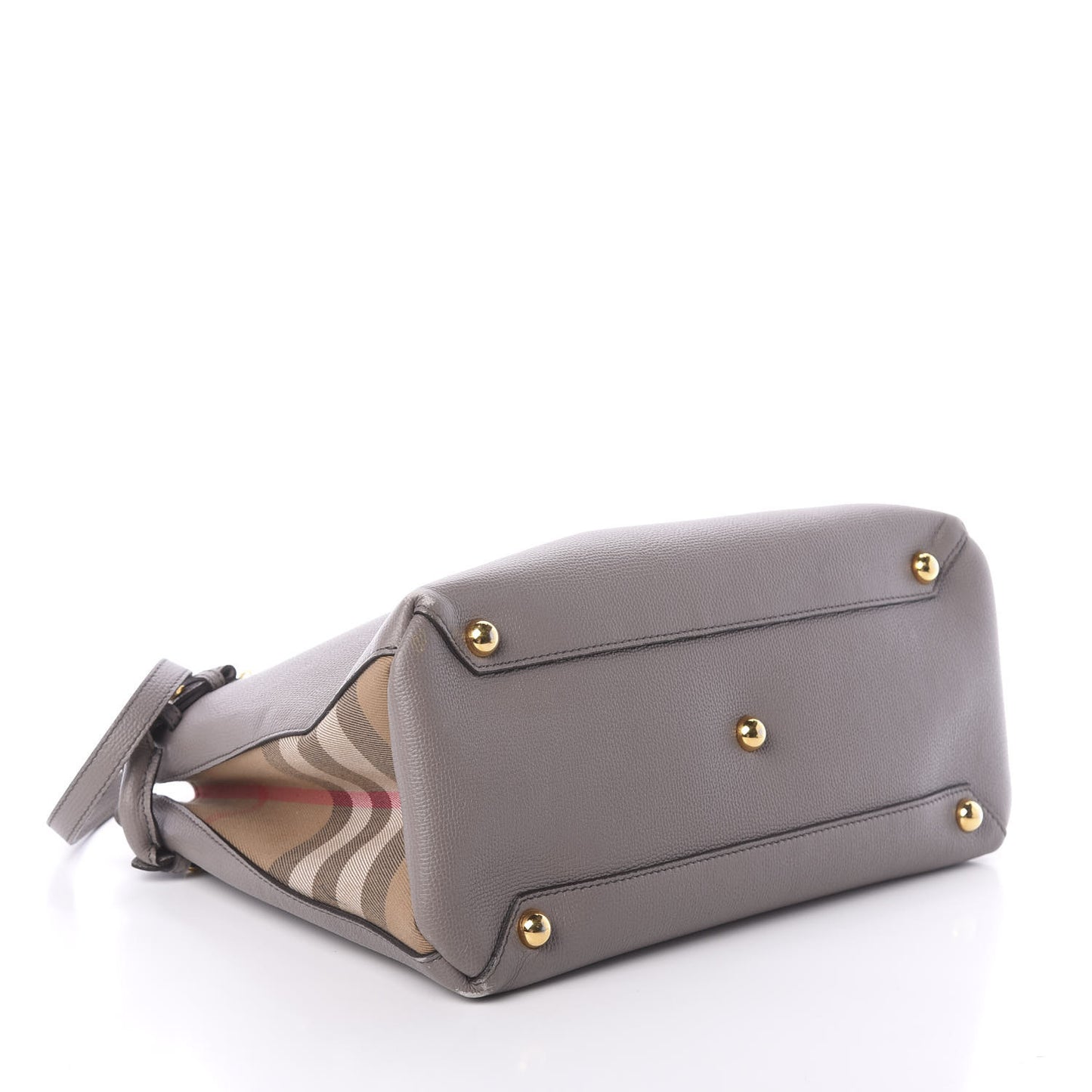 Derby Calfskin House Check Medium Banner Tote Thistle Grey
