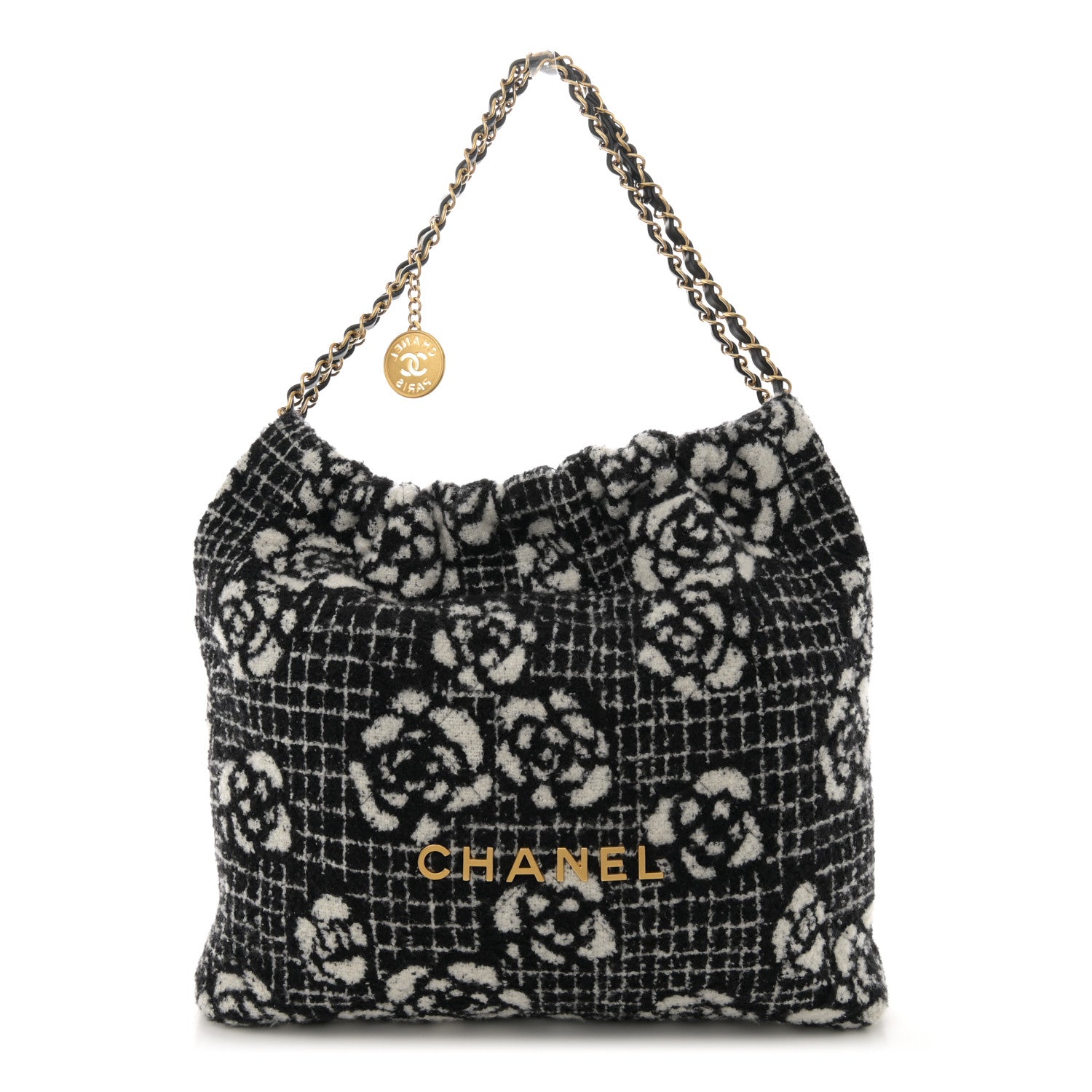 Chanel Cashmere Quilted Camellia Chanel 22 Black White 1 of 13
